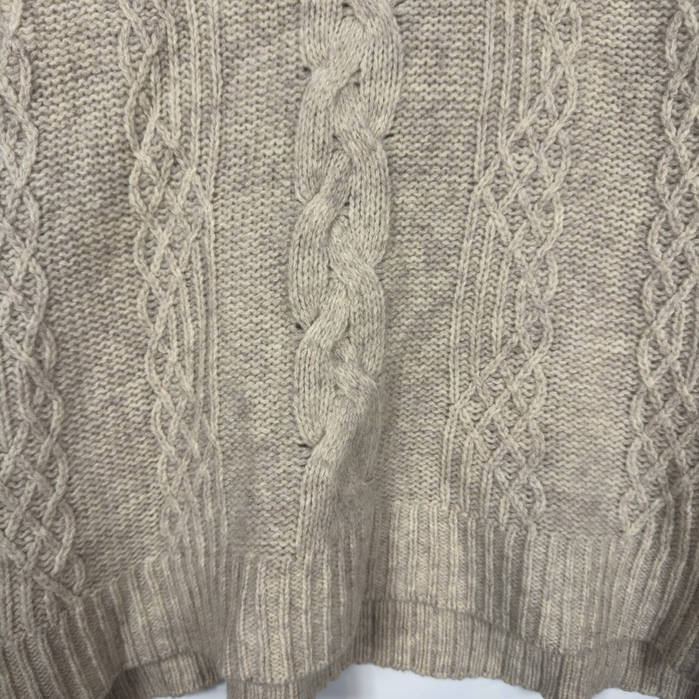 Anthropologie Knitted & Knotted Wool Cable Knit Lace Sweater Medium Beige Cream - Picture 4 of 9